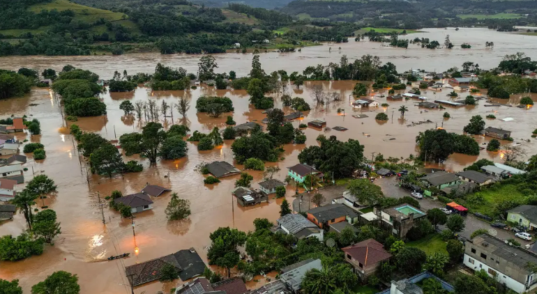Cidade alagada no Rio Grande do Sul devido as fortes chuvas - Direitos de Imagem Reuters - Diego Vara