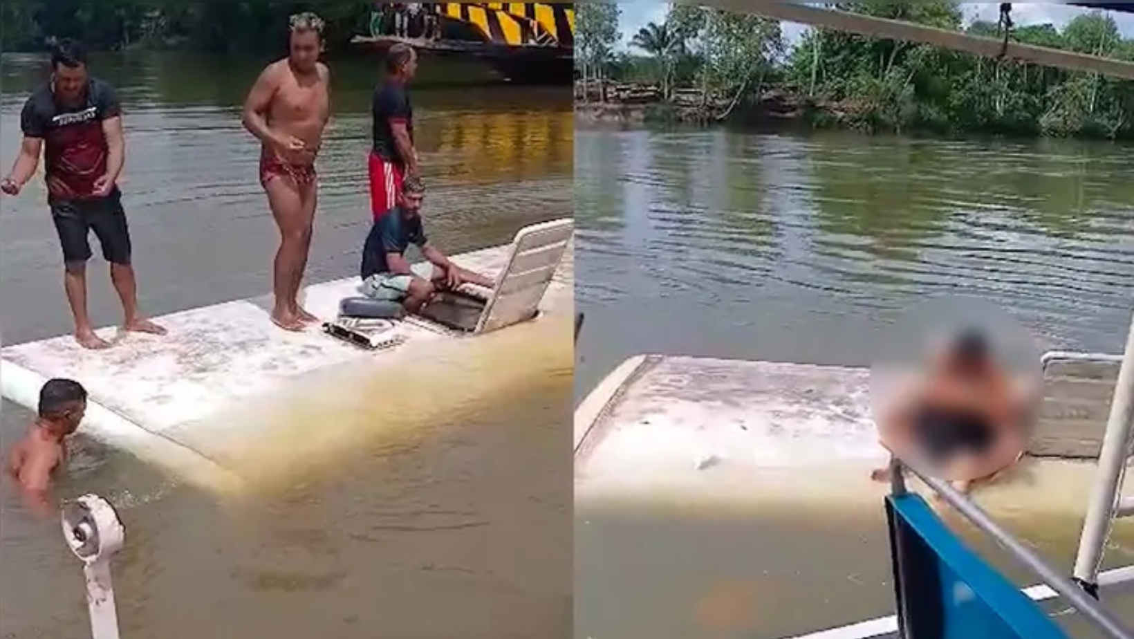 Ônibus cai de balsa