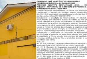 Prefeitura suspende PSS Parauapebas