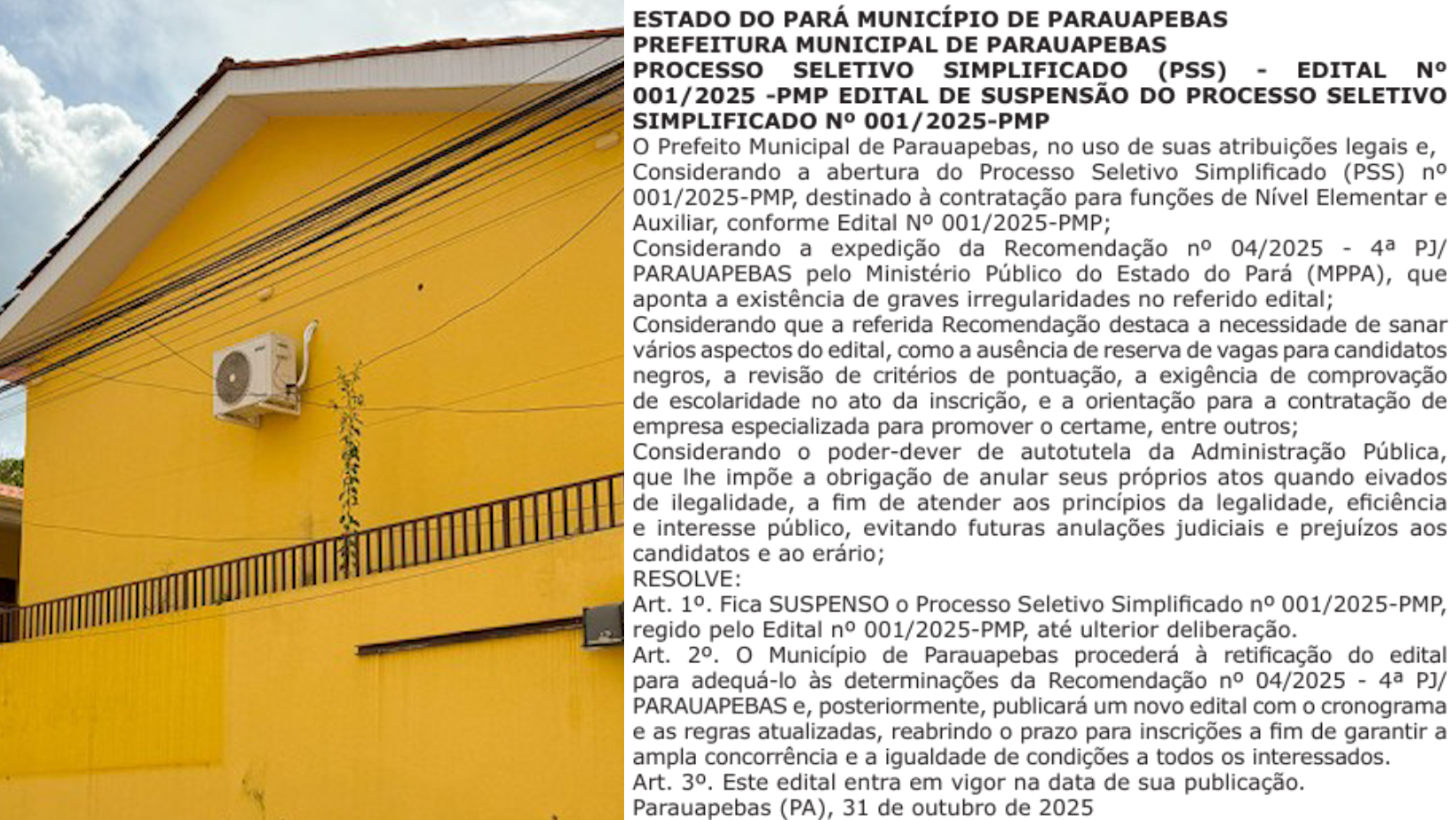 Prefeitura suspende PSS Parauapebas