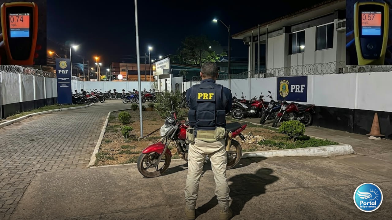Cinco motoristas embriagados presos em cinco dias na BR-155. A Polícia Rodoviária Federal reforçou a fiscalização em Marabá, no Pará, durante a Expoama. Entre dezesseis e vinte de setembro, as blitze pararam cinco condutores alcoolizados e recuperaram uma moto roubada. O caso mais grave foi na madrugada de sábado. O motorista de um Polo bateu num caminhão e soprou um vírgula cinquenta e sete, mais de quatro vezes o índice que já é crime. A PRF avisa: a blitz continua enquanto durar a festa. Quem beber e pegar a moto na Expoama vai parar na delegacia.