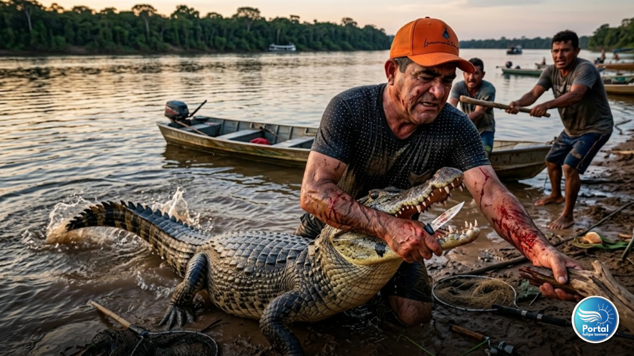 pescador atacado por jacaré