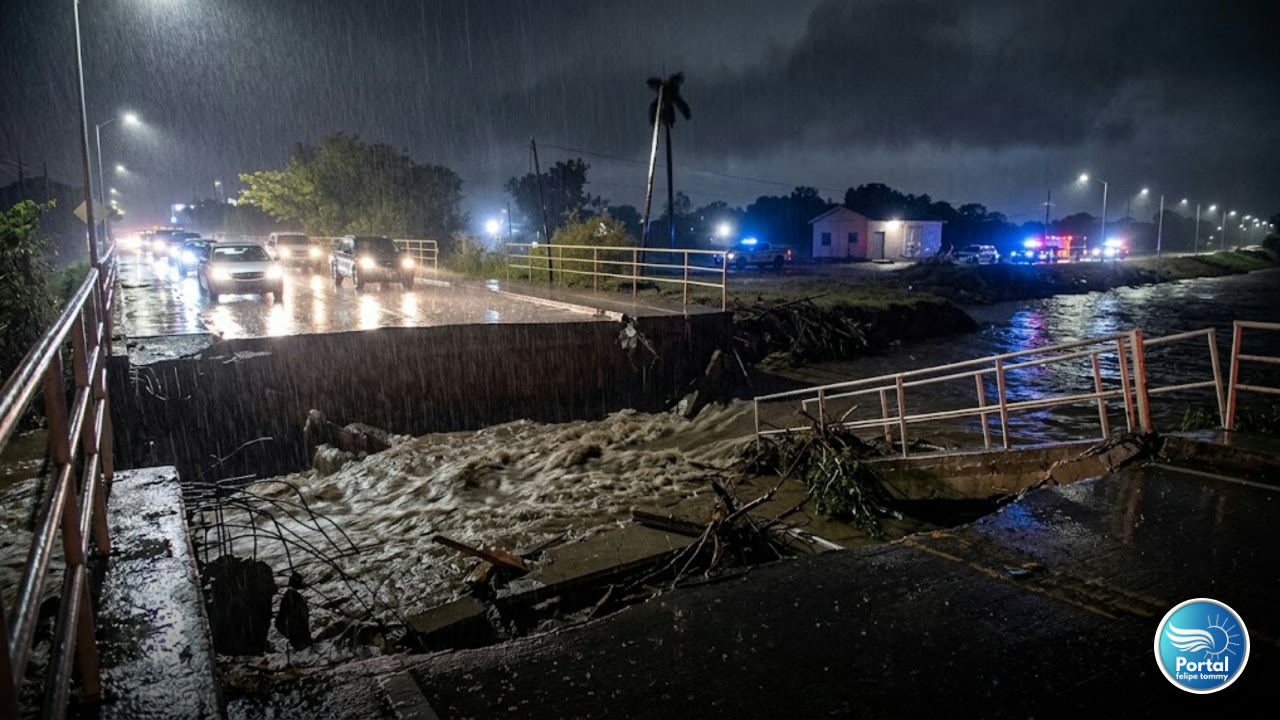 chuva derruba ponte Canaã