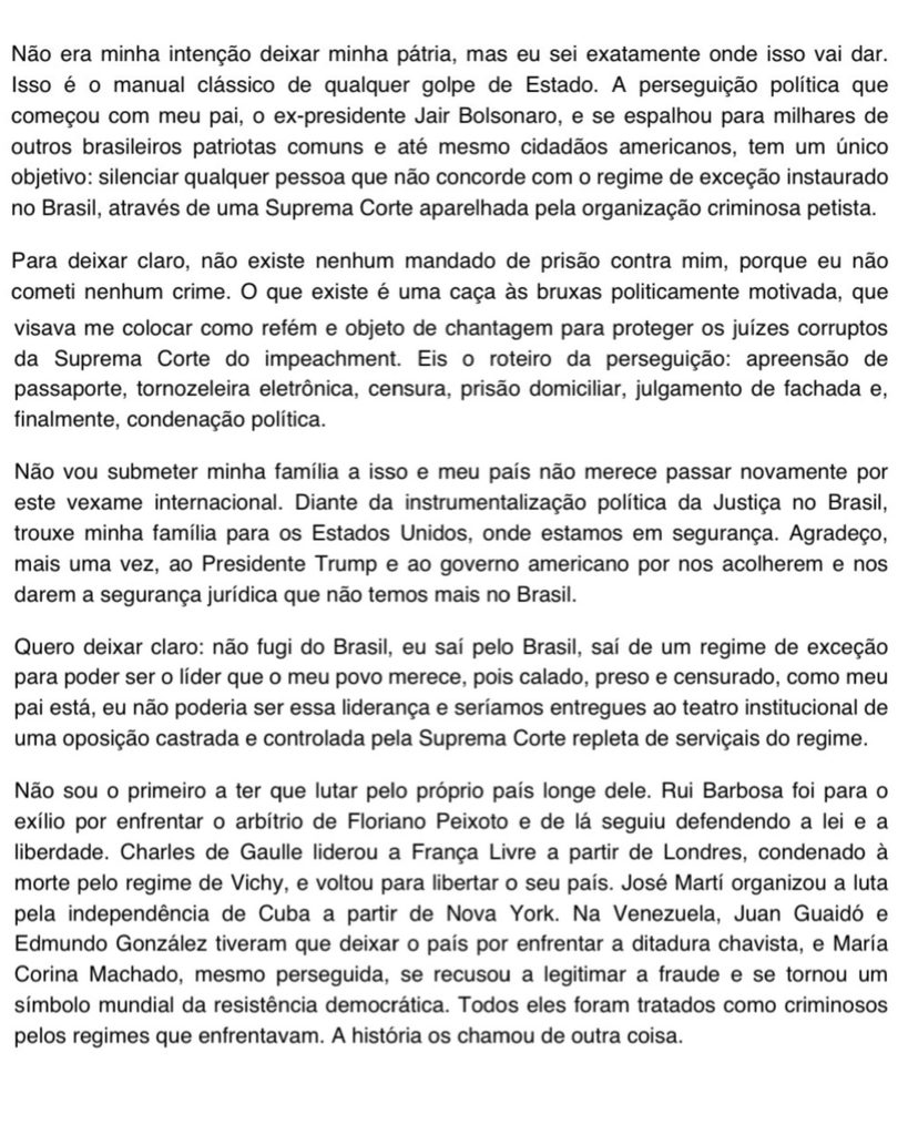 nota de Flávio Bolsonaro