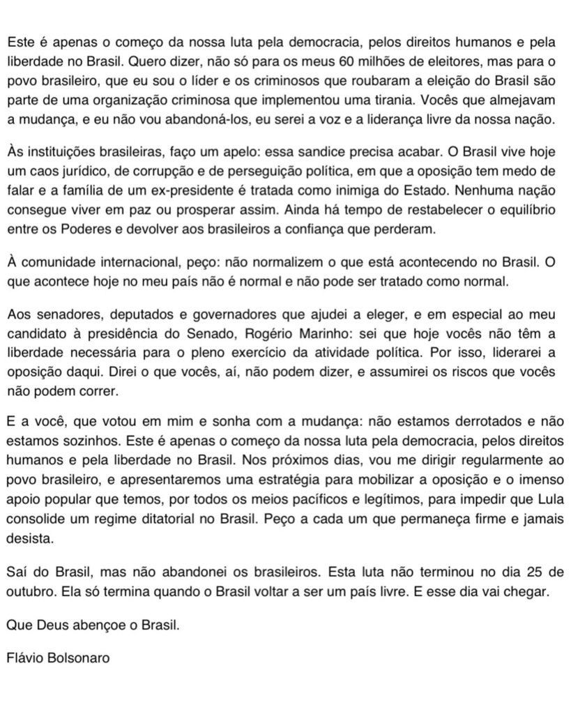 nota de Flávio Bolsonaro